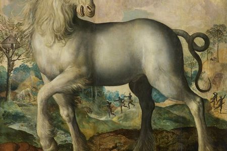 Maerten de Vos: Einhorn, 1572, Öl auf Eichenholz, 137 × 136,5 cm, Staatliche Schlösser, Gärten und Kunstsammlungen Mecklenburg-Vorpommern, Schwerin