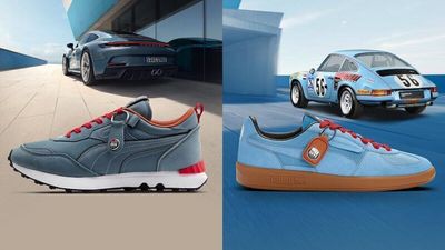 Links der Heritage-Sneaker, recht das Retro-Modell. Foto: Porsche
