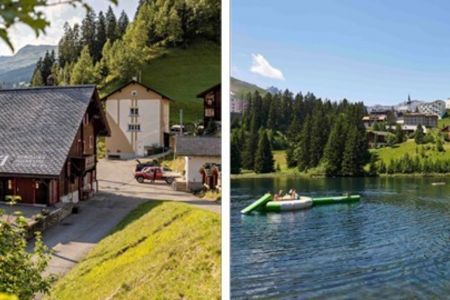 Arosa eingebettet in die beeindruckende Berglandschaft der Graubündner Alpen