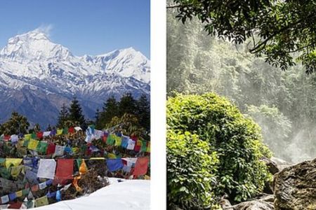 Nepalesische Aussichten und Mönche in Kambodscha