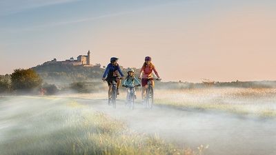 Frühmorgens auf dem Labská stezka – wenn der Nebel noch über den Wiesen liegt und mittelalterliche Burgen aus der Ferne grüßen, beginnt eine der stimmungsvollsten Etappen des tschechischen Elberadwegs