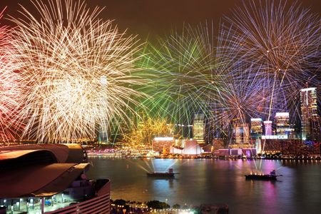 Feuerwerk am Victoria Harbour