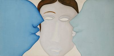 Huguette Caland: Moi, Moustafa et Paul, 1970 Öl auf Leinwand 