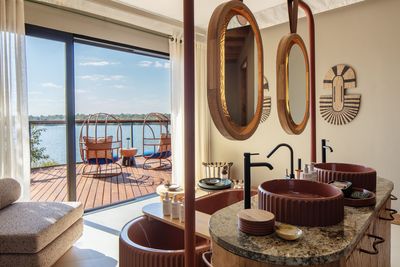 Badezimmer Anantara Tented Camp Kafue River