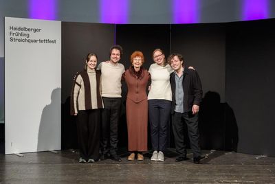 Irene Steels-Wilsing mit dem Gewinnerquartett Animato Quartet