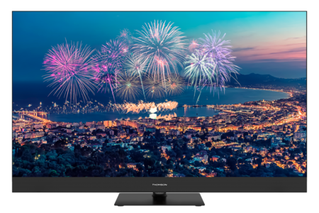 Der neue THOMSON Google TV QLED Plus garantiert dynamischen Sound dank integrierter Frontlautsprecher