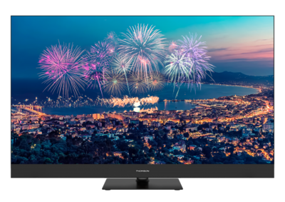 Der neue THOMSON Google TV QLED Plus garantiert dynamischen Sound dank integrierter Frontlautsprecher