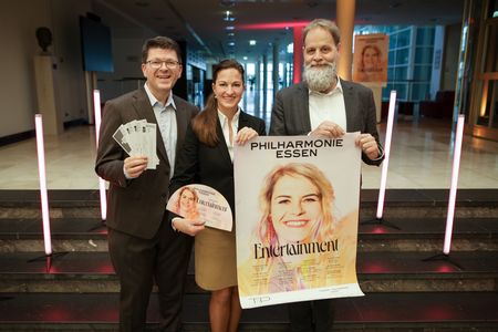  Bernd Jung (Vorstandsvorsitzender der Sparkasse Essen), Marie Babette Nierenz (Intendantin der Philharmonie Essen), Fritz Frömming (Geschäftsführer Theater und Philharmonie Essen)