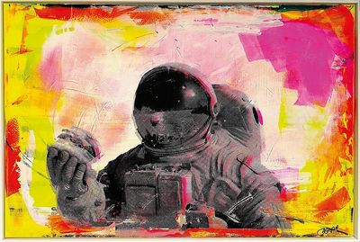 Pop Art von Carsten Breuer Burger on Moon