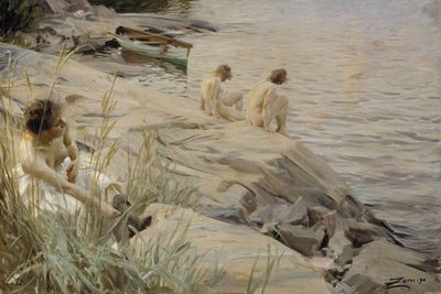 Im Freien, 1890, Öl auf Leinwand, 69 x 101,5 cm, Ateneum Art Museum, Helsinki