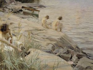 Im Freien, 1890, Öl auf Leinwand, 69 x 101,5 cm, Ateneum Art Museum, Helsinki Im Freien, 1890, Öl auf Leinwand, 69 x 101,5 cm, Ateneum Art Museum, Helsinki