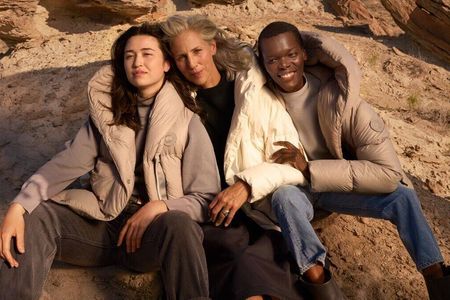 Die drei Canada-Goose-Musen v.l.n.r.: Kimberly Newell, Sophie Darlington und Sheila Atim