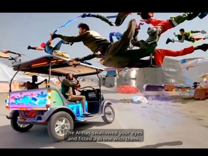 Hito Steyerl, Mechanical Kurds, 2025, Einkanal-Videoinstallation, HD, Farbe, Ton, 13 Min Hito Steyerl, Mechanical Kurds, 2025, Einkanal-Videoinstallation, HD, Farbe, Ton, 13 Min