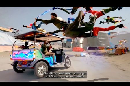 Hito Steyerl, Mechanical Kurds, 2025, Einkanal-Videoinstallation, HD, Farbe, Ton, 13 Min