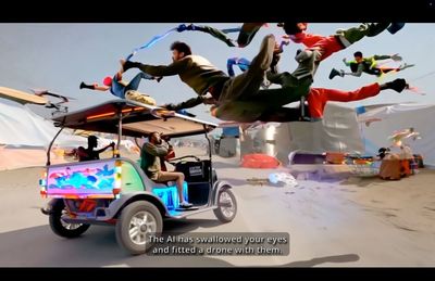 Hito Steyerl, Mechanical Kurds, 2025, Einkanal-Videoinstallation, HD, Farbe, Ton, 13 Min