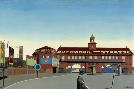 Carl Grossberg, Berlin, AVUS, 1928, Öl auf Sperrholz, 44 x 70 cm, Privatsammlung Süddeutschland