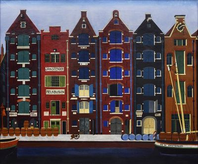 Carl Grossberg, Amsterdam, Brouwersgracht, 1925, Öl auf Leinwand, 50 x 60 cm, Merrill C. Berman Collection