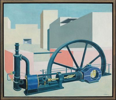 Carl Grossberg, Komposition mit Turbine, 1929, Öl auf Sperrholz 59,7 x 69,9 cm, Harvard Art Museums/Busch Reisinger Museum