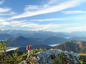 Weitblick vom Lenggrieser Latschenkopf ins Karwendel und bis zur Zugspitze Weitblick vom Lenggrieser Latschenkopf ins Karwendel und bis zur Zugspitze