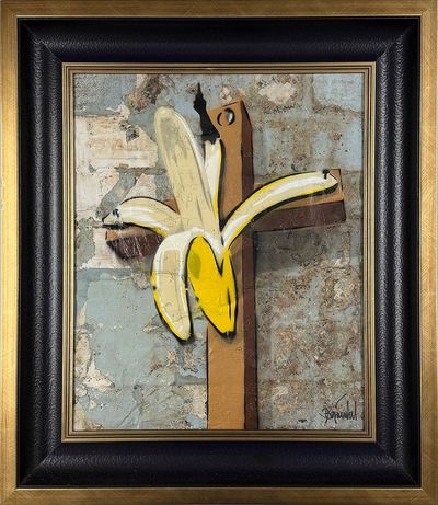 Kunst als Religion, 2025, Spraylack auf Plakatwand