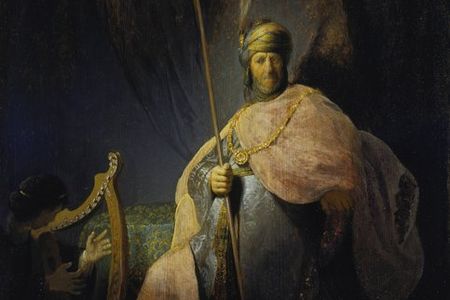 Rembrandt Harmensz. van Rijn: David spielt die Harfe vor Saul, ca. 1630–1631, Städel Museum, Frankfurt am Main, Öl auf Eichenholz