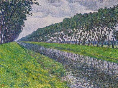 Théo van Rysselberghe: Kanal in Flandern bei trübem Wetter, 1894, Öl auf Leinwand, 93 x 114 cm, Archives Signac