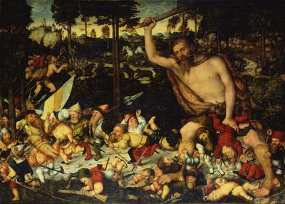 Lucas Cranach d. J., "Der erwachte Herkules vertreibt die Pygmäen"