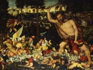 Lucas Cranach d. J., "Der erwachte Herkules vertreibt die Pygmäen"