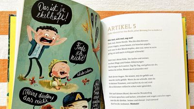 So illustriert und beschreibt der Kinderbuchautor Martin Baltscheit die wichtigsten Artikel der deutschen Verfassung