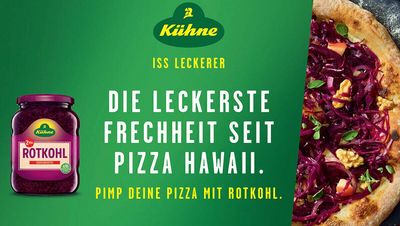 Mal Herzchen, mal Herzinfarkt. Egal ist die Rotkohl-Pizza von Kühne jedenfalls niemandem
