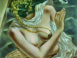 Dorothea Tanning: Spannung, 1942, Öl auf Leinwand, 29 x 30,9 cm, Staatliche Museen zu Berlin, Neue Nationalgalerie Dorothea Tanning: Spannung, 1942, Öl auf Leinwand, 29 x 30,9 cm, Staatliche Museen zu Berlin, Neue Nationalgalerie
