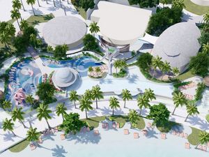 Die gesamte Insel des neuen Centara Mirage Lagoon Maldives im Indischen Ozean ist auf Familien ausgelegt, inklusive Wasserpark 