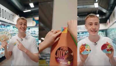 Bilder von der Zott-Schnitzeljagd in einem Berliner Supermarkt