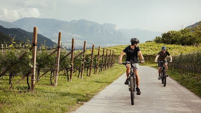 Einer der schönsten Abschnitte des Etschradwegs verläuft entlang der Südtiroler Weinstraße über die Grenze zum Trentino bis ins sehenswerte Städtchen Trento