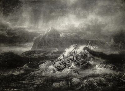 Andreas Achenbach: Untergang des Dampfschiffes Der President
