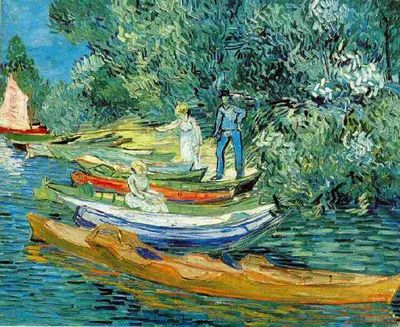 Boote am Ufer der Oise von Vincent van Gogh