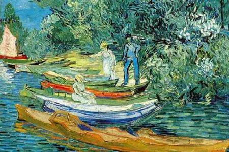 Boote am Ufer der Oise von Vincent van Gogh