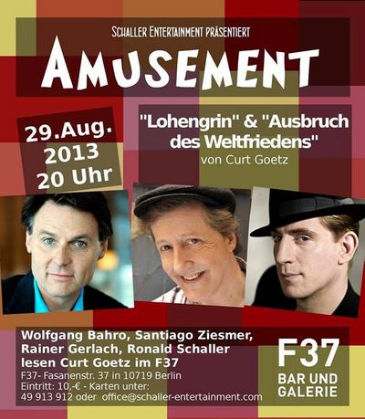 Einladung zu AMUSEMENT im F37 Berlin zur Lesung mit Curt Goetze