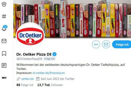 Pizza Witz auf Twitter von Dr. Oetker aergert Homoeopathie Verfechter das ist ein Griff ins Klo