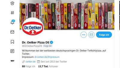 Pizza Witz auf Twitter von Dr. Oetker aergert Homoeopathie Verfechter das ist ein Griff ins Klo