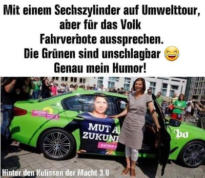 Ein Bild sagt mehr als tausend Worte. Die gruene Heuchelei ist nicht mehr zu ueberbieten, sie vermitteln ein Bild von sich selbst, das sie nicht halten, es sind nur selbstsuechtige Interessen