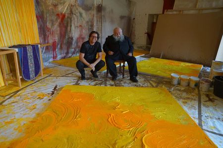 Dirk Geuer und Hermann Nitsch im Atelier
