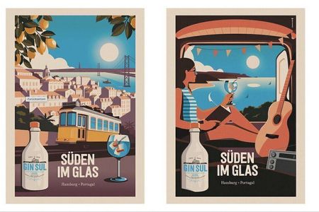 Links Lissabon, rechts die Algarve: Die verträumten Retro-Motive sollen die Verbindung zu Portugal hervorheben