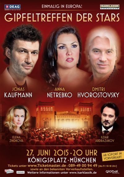 Anna Netrebko, Jonas Kaufmann und Dmitri Hvorostovsky geben Konzert in Muenchen
