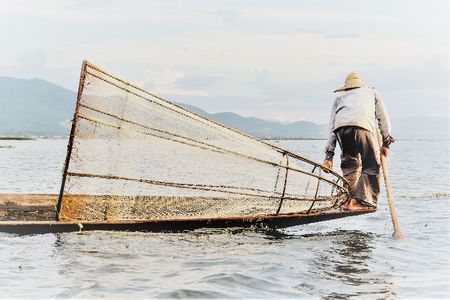 Traditionell fischen auf dem Inle-See/Myanmar