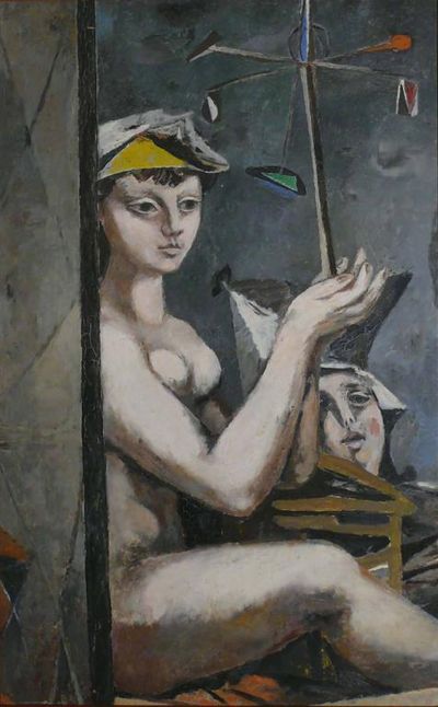 Willi Sitte -  Frau mit Windspiel.