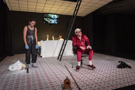 Zwei traurige Clowns suchen den Sinn des Lebens