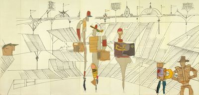 ausstellung in Köln: Saul Steinberg - The Americans - eine insgesamt über 70 Meter lange Collage bis zum 23.6.2013 im Museum Ludwig