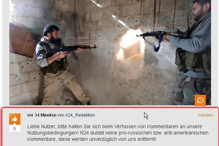 N24 gibt offen zu, ein US-Propaganda-Sender zu sein. US-kritische Lesermeinungen werden zensiert, genau wie pro-russische Kommentare.