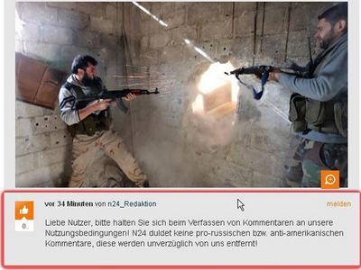 N24 gibt offen zu, ein US-Propaganda-Sender zu sein. US-kritische Lesermeinungen werden zensiert, genau wie pro-russische Kommentare.